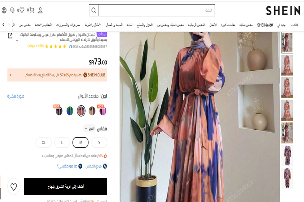 فستان سهرة محتشم بأكمام طويلة وتصميم عصري ملون من موقع شي إن