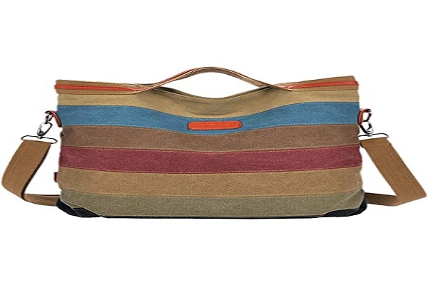 حقيبة يد شبكية مخططة بألوان متعددة من دي ام جي تيك