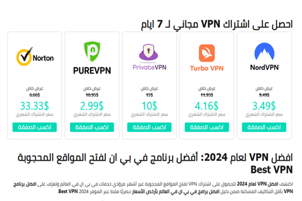 عروض VPN الموفر