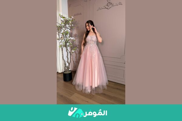 فستان سهرة وردي