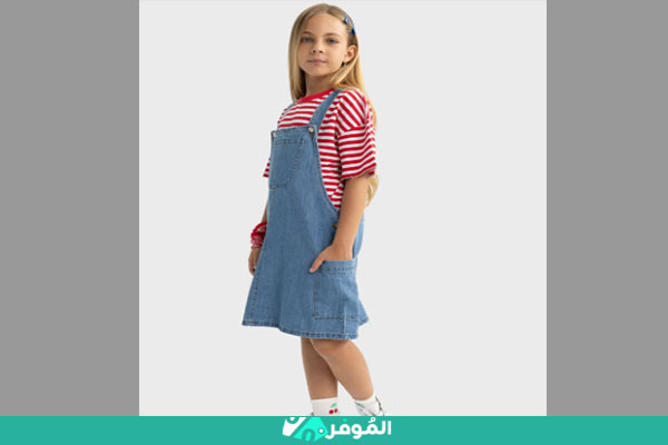 فستان مخطط بطول متوسط للأطفال