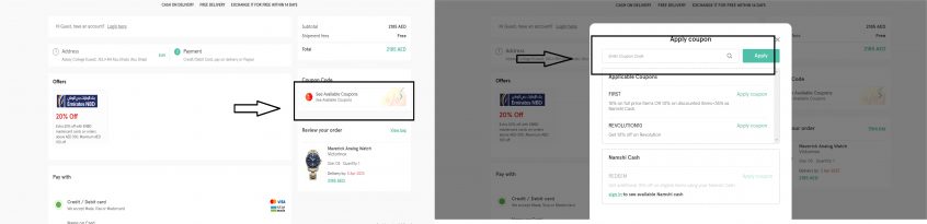 How to use my Namshi coupon code