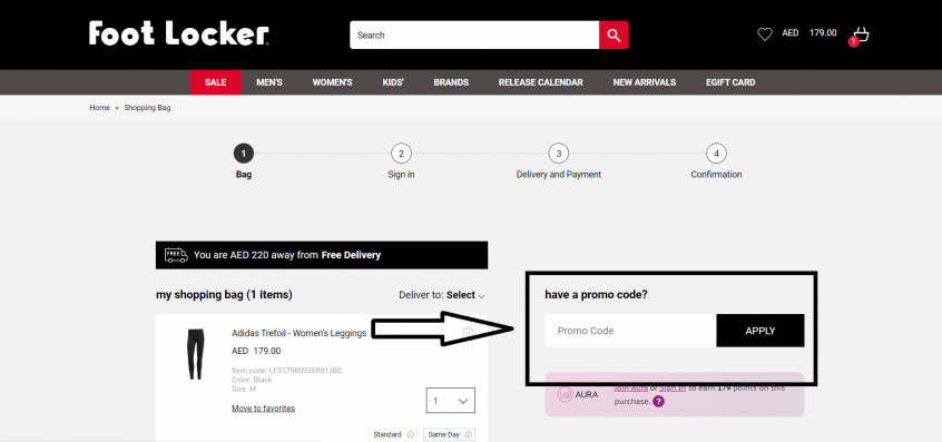 To save money on Foot Locker KSA, apply the Foot Locker promo code from Almwafir into the box outlined in black!