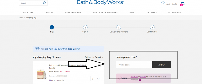 To save money on Bath & Body Works Egypt, apply the Bath & Body Works discount code from Almwafir into the box outlined in black!