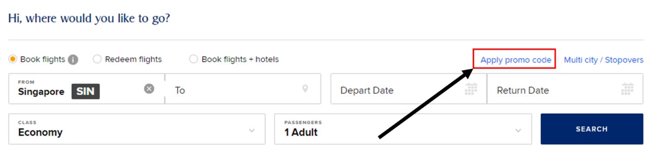 كيف أستخدم كود خصم الخطوط الجوية السنغافورية أو كوبون الخطوط الجوية السنغافورية ضمن كوبونات وعروض الخطوط الجوية السنغافورية عبر الموفر لحجز رحلات طيران على موقع الخطوط الجوية السنغافورية Singapore Airlines ؟