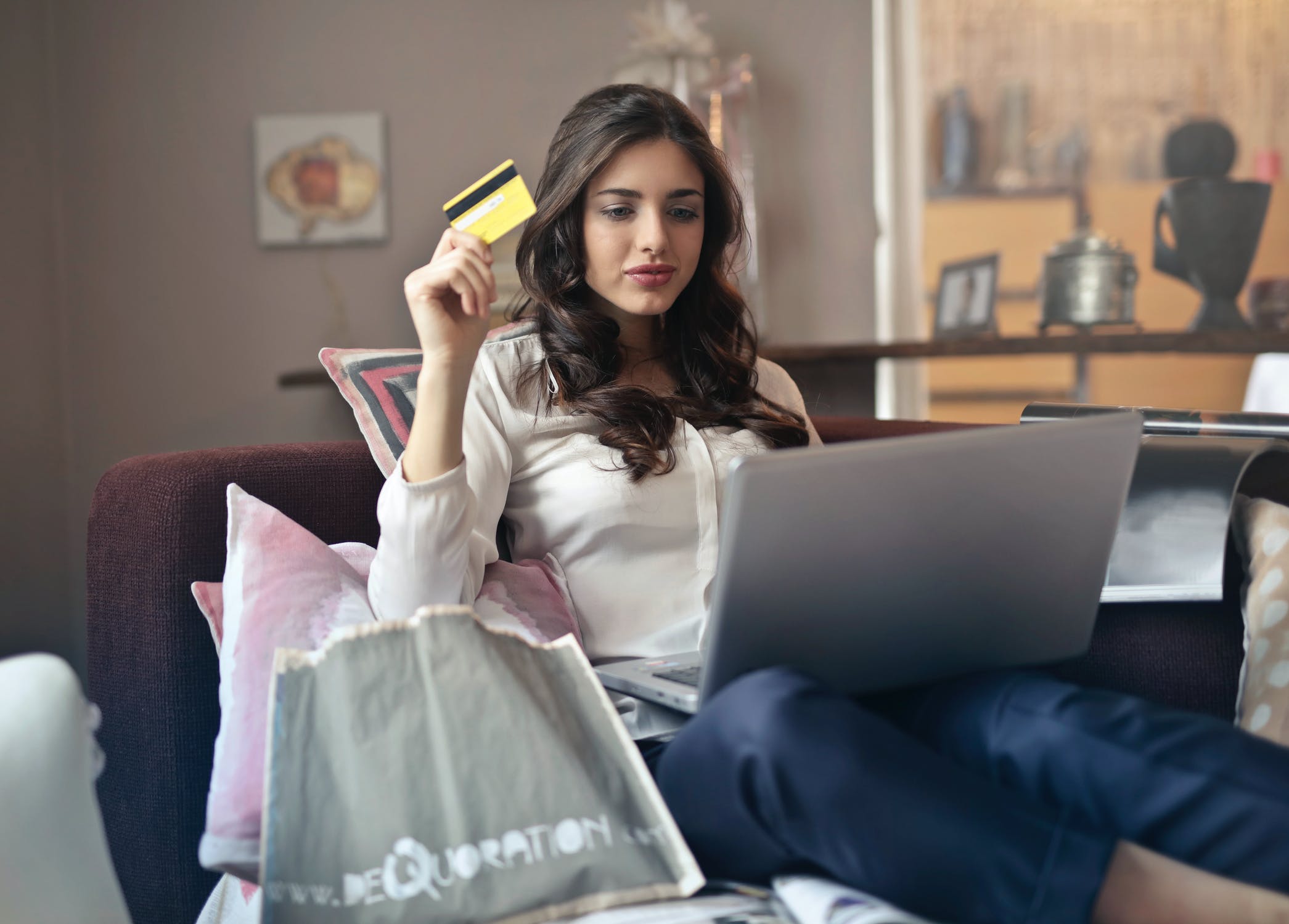 woman shopping computer